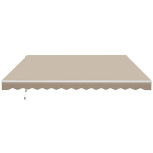 Outsunny 12' x 10' Retractable Awning Patio Awnings Sun Shade Shelter with Manual Crank Handle, 280g/m² UV & Water-Resistant Fabric and Aluminum Frame for Deck, Balcony, Yard, Cream White