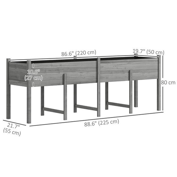 Wooden Raised Garden Bed Planter with Bed Liner and Drain Holes, Large Elevated Planter Box with Legs for Vegetables Flowers Herbs, Outdoor and Indoor, Grey