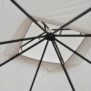 3 x 3m Garden Gazebo Patio Party Tent Shelter Outdoor Canopy Double Tier Sun Shade with Metal Frame and Netting, Beige