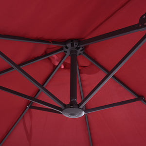 15ft Double-sided Patio Umbrella with Twin Canopy, Extra Large Outdoor Parasol with Crank for Pool, Deck, Market, Wine Red