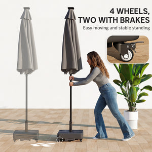 Patio Umbrella Base with Wheels, Heavy Duty Outdoor Umbrella Stand Holder, 62 lbs Water or 77 lbs Sand Filled, for 1.5"/1.9" Poles, Black