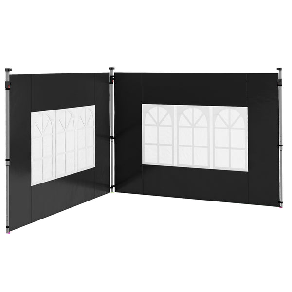 Gazebo Side Panels with Window for 3x3(m) or 3x4m Pop Up Gazebo, 2 Pack Sides Replacement, Black