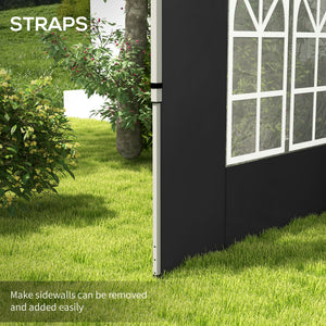Gazebo Side Panels with Window for 3x3(m) or 3x4m Pop Up Gazebo, 2 Pack Sides Replacement, Black