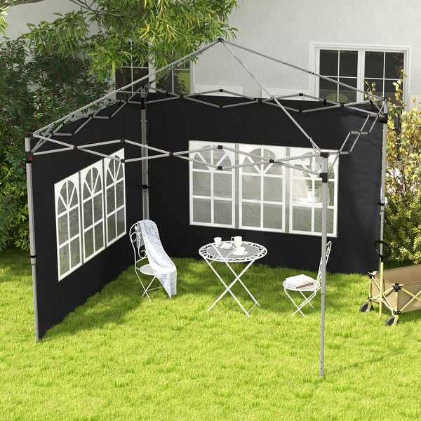 Gazebo Side Panels with Window for 3x3(m) or 3x4m Pop Up Gazebo, 2 Pack Sides Replacement, Black