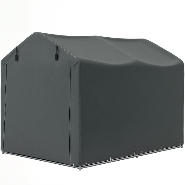 7' x 5' Garden Storage Tent, UV Resistant Bike Shed, Patio Storage Shelter with Roll-up Zipper Door, Outdoor Waterproof Carport Shelter for Bike, Motorcycle, Dark Grey