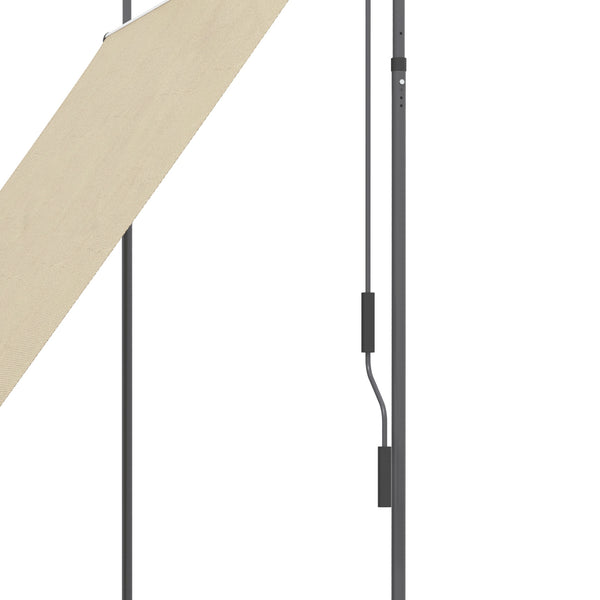 Manual Retractable Awning, 79" Non-Screw Patio Sun Shade Shelter with Support Pole Stand and UV Resistant Fabric for Window, Door, Porch, Deck, Beige