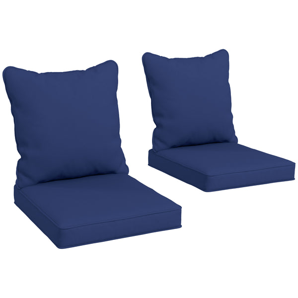 4-Piece Patio Chair Cushions Pillows, Back and Seat Replacement Patio Cushions Set for Indoor Outdoor Garden Furniture, Dark Blue