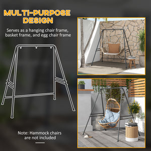 Hammock Chair Stand, Hanging Heavy Duty Metal Frame Hammock Stand for Hanging Hammock Air Porch Swing Chair, Egg Cahir, Indoor & Outdoor Use, Black