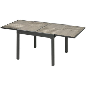 Extendable Rattan Dining Table, 35.4"/70.9" x 35.4" Aluminum Frame Patio Wicker Retractable Table, for 4-8 People, Mixed Brown