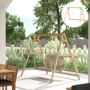 Outsunny 770lbs Porch Swing Frame, Heavy Duty A-Frame Wooden Swing Stand with Reinforced Bars, Freestanding Hanging Chair Stand Only for Porch, Lawn, Garden, Backyard