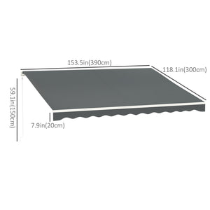 13' x 10' Electric Awning, Retractable Awning Sun Shade Shelter with Remote Controller, Manual Crank Handle and Aluminum Frame, for Deck, Balcony, Yard, Grey