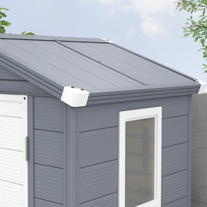 4 x 3ft Plastic Garden Storage Shed with Foundation Kit, Polypropylene Outdoor Storage Tool House with Ventilation Slots and Lockable Door, Grey