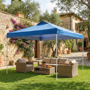 9.8' x 9.8' Pop Up Canopy, Waterproof Canopy Tent for Parties, Garden, BBQs, Easy Setup Instant Shelter and Garden Gazebo with Carrying Bag, Stakes and Ropes, Blue