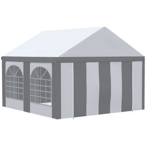 4 x 4m Galvanised Party Tent, Marquee Gazebo with Sides, Four Windows and Double Doors, for Parties, Wedding and Events