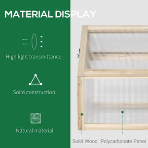 Wooden Cold Frame Greenhouse Garden Portable Raised Planter with Openable Top for Indoor, Outdoor, Flowers, Vegetables, Plants, 35.5" x 20.5" x 19.5", Natural Wood