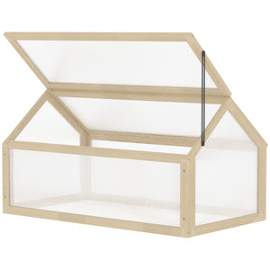 Wooden Cold Frame Greenhouse Garden Portable Raised Planter with Openable Top for Indoor, Outdoor, Flowers, Vegetables, Plants, 35.5" x 20.5" x 19.5", Natural Wood