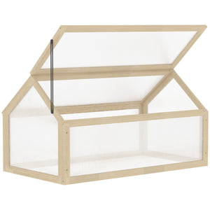 Wooden Cold Frame Greenhouse Garden Portable Raised Planter with Openable Top for Indoor, Outdoor, Flowers, Vegetables, Plants, 35.5" x 20.5" x 19.5", Natural Wood
