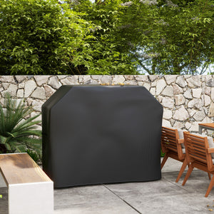 BBQ Cover for Rectangular Gas Grill, 420D Oxford Fabric Barbecue Covers, Waterproof UV Protection Rip-Proof, with Windproof Drawstring and Hook and Loop Fasteners, Black, 147 x 61 x 120cm