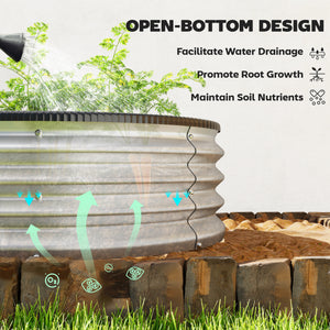 2Pcs Galvanized Raised Garden Bed, 5 x 3 x 1 ft Modular Metal Garden Beds with Rubber Strip Edging, Oval Outdoor Planter Box for Vegetables, Flowers, Herbs, Silver