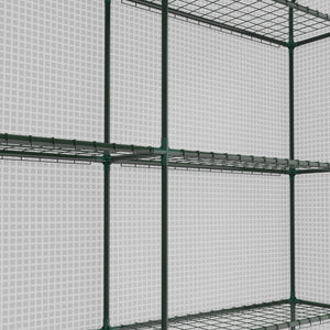 Walk-in Greenhouse with 4 Tier 24 Shelves, Portable Grow House with Roll-up Zipped Door, 244 x 180 x 210 cm, White