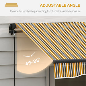  13' x 10' Retractable Awning, Patio Awning Sunshade Shelter with Manual Crank Handle, 280gsm UV Resistant Fabric and Aluminum Frame, for Balcony, Yard, Amber/Dark Grey