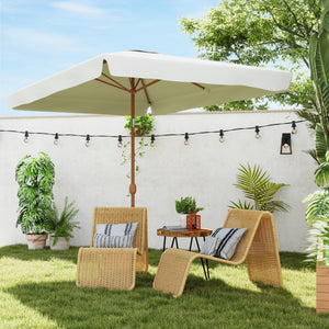 Patio Umbrella 118.1" x 78.7" Outdoor Parasol with Adjustable Angle, Aluminum Pole, Crank Handle, and UV50+ Protection, Garden and Patio Umbrella, White