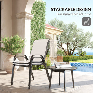 Outdoor Dining Chairs Set of 2, Stackable Patio Dining Chairs, High Back Lawn Chairs with Breathable Mesh Seat, Metal Frame for Garden Backyard Porch, Light Grey