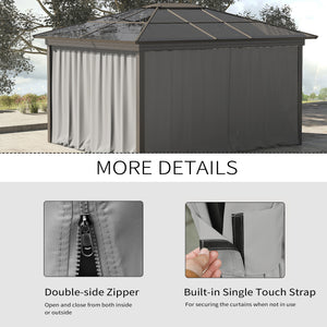 10' x 10' Universal Gazebo Sidewall Set with 4 Panels, Hooks/C-Rings Included for Pergolas & Cabanas, Light Grey