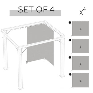 10' x 10' Universal Gazebo Sidewall Set with 4 Panels, Hooks/C-Rings Included for Pergolas & Cabanas, Light Grey
