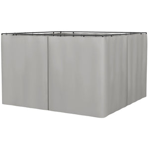 10' x 10' Universal Gazebo Sidewall Set with 4 Panels, Hooks/C-Rings Included for Pergolas & Cabanas, Light Grey