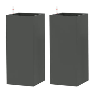 2 Pack Planter Box, 26 Inch Plastic Planter Pots with Water Level Indicator, Flower Pots with Drainage Hole and Drain Plug for Indoor Outdoor, Dark Grey