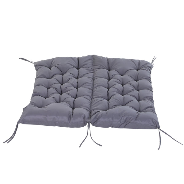 2 Seater Garden Bench Cushions, Thick Outdoor Non-Slip 2 Seater Soft Pad With Backrest for Garden Patio, 52" x 43" x 4", Dark Grey