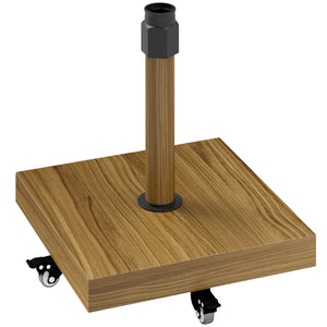 Patio Umbrella Base Holder, Outdoor Umbrella Stand with Wheels, Heavy Duty Patio Umbrella Stand Base for Garden, Poolside, Nature Wood