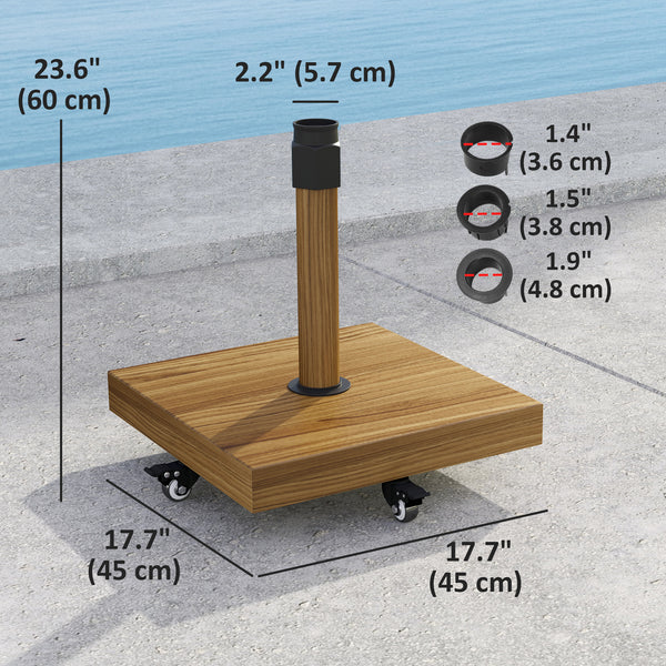 Patio Umbrella Base Holder, Outdoor Umbrella Stand with Wheels, Heavy Duty Patio Umbrella Stand Base for Garden, Poolside, Nature Wood