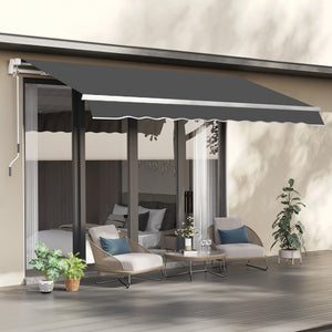 10' x 8' Retractable Awning Fabric Replacement Outdoor Sunshade Canopy Awning Cover, UV Protection, Grey