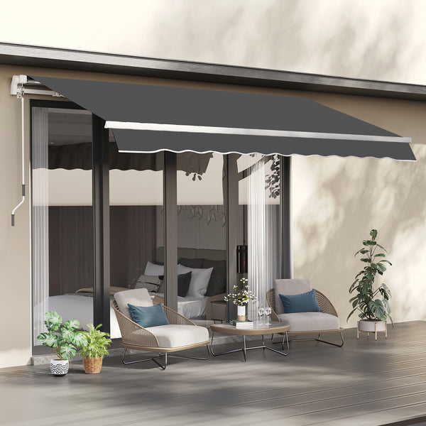 10' x 8' Retractable Awning Fabric Replacement Outdoor Sunshade Canopy Awning Cover, UV Protection, Grey