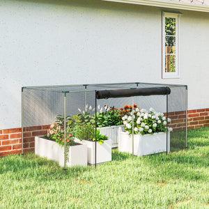 8' x 4' Crop Cage, Plant Protection Tent with Zippered Door and Galvanized Steel Frame, Fruit Cage Netting Cover for Garden, Yard, Lawn, Black