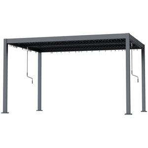 10' x 12' Louvered Pergola with Adjustable Metal Roof and Aluminum Frame, Outdoor Pergola Hardtop Gazebo with Drainage System, Water and UV Proof for Deck Backyard Patio