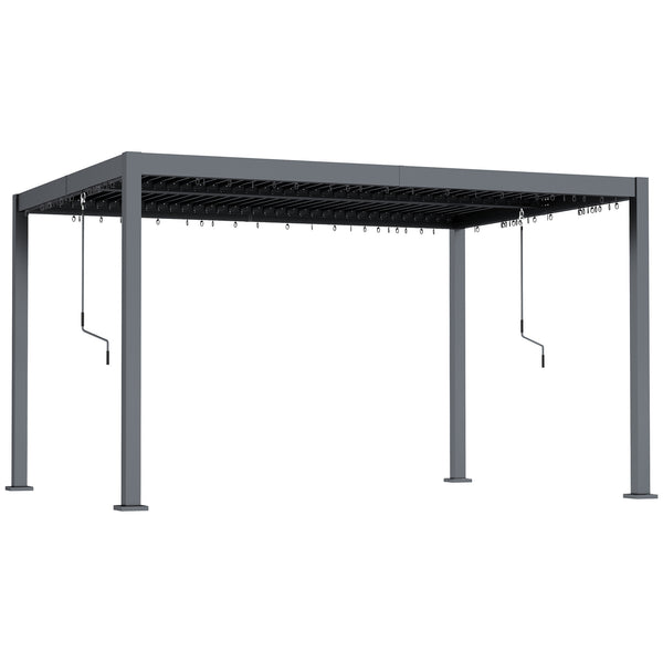 10' x 12' Louvered Pergola with Adjustable Metal Roof and Aluminum Frame, Outdoor Pergola Hardtop Gazebo with Drainage System, Water and UV Proof for Deck Backyard Patio