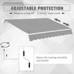 3 x 2m Manual Window Awning Canopy Garden Outdoor Shelter Patio Sun Shade UV Blocker Light Weight Aluminium Frame w/ Hand Crank Light Grey