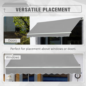 3 x 2m Manual Window Awning Canopy Garden Outdoor Shelter Patio Sun Shade UV Blocker Light Weight Aluminium Frame w/ Hand Crank Light Grey
