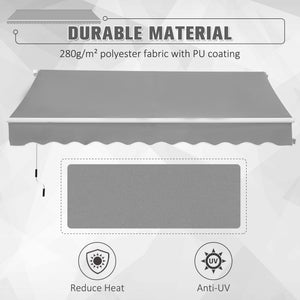 3 x 2m Manual Window Awning Canopy Garden Outdoor Shelter Patio Sun Shade UV Blocker Light Weight Aluminium Frame w/ Hand Crank Light Grey
