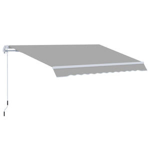 3 x 2m Manual Window Awning Canopy Garden Outdoor Shelter Patio Sun Shade UV Blocker Light Weight Aluminium Frame w/ Hand Crank Light Grey