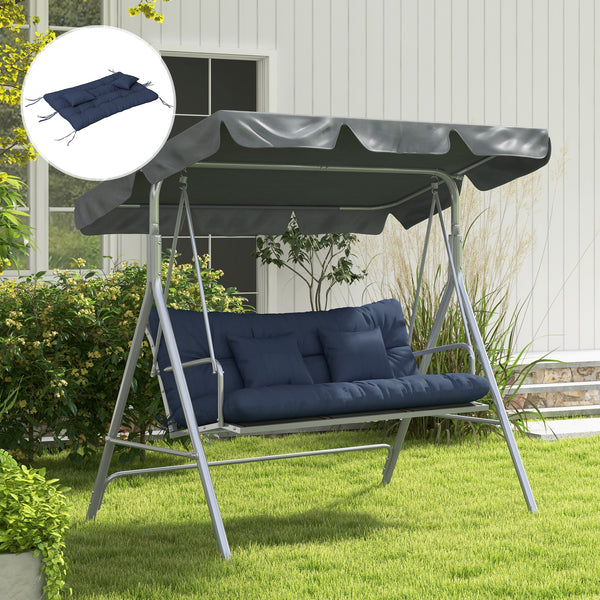 4-Piece Patio Chair Cushions Pillows with Back and Pillows, Seat Replacement Patio Cushions Set with Ties for Indoor Outdoor Garden Furniture, WITHOUT SWING, Navy Blue