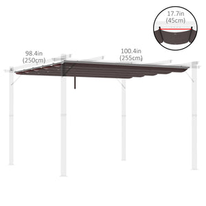 Retractable Replacement Pergola Canopy for 10' x 10' Pergola, Pergola Cover Replacement, Coffee