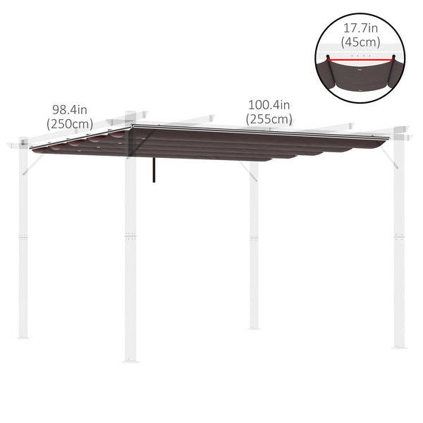 Retractable Replacement Pergola Canopy for 10' x 10' Pergola, Pergola Cover Replacement, Coffee