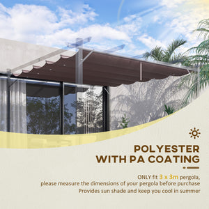 Retractable Replacement Pergola Canopy for 10' x 10' Pergola, Pergola Cover Replacement, Coffee