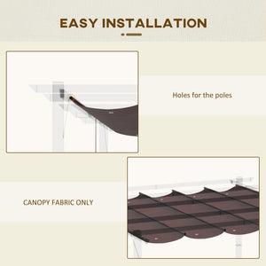 Retractable Replacement Pergola Canopy for 10' x 10' Pergola, Pergola Cover Replacement, Coffee