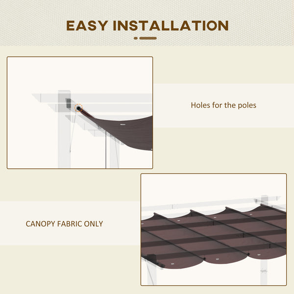 Retractable Replacement Pergola Canopy for 10' x 10' Pergola, Pergola Cover Replacement, Coffee