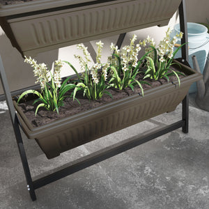 4-Tier Vertical Raised Garden Bed with 4 Planter Boxes, Outdoor Plant Stand Grow Container with Leaking Holes for Balcony Patio Outdoor, Brown